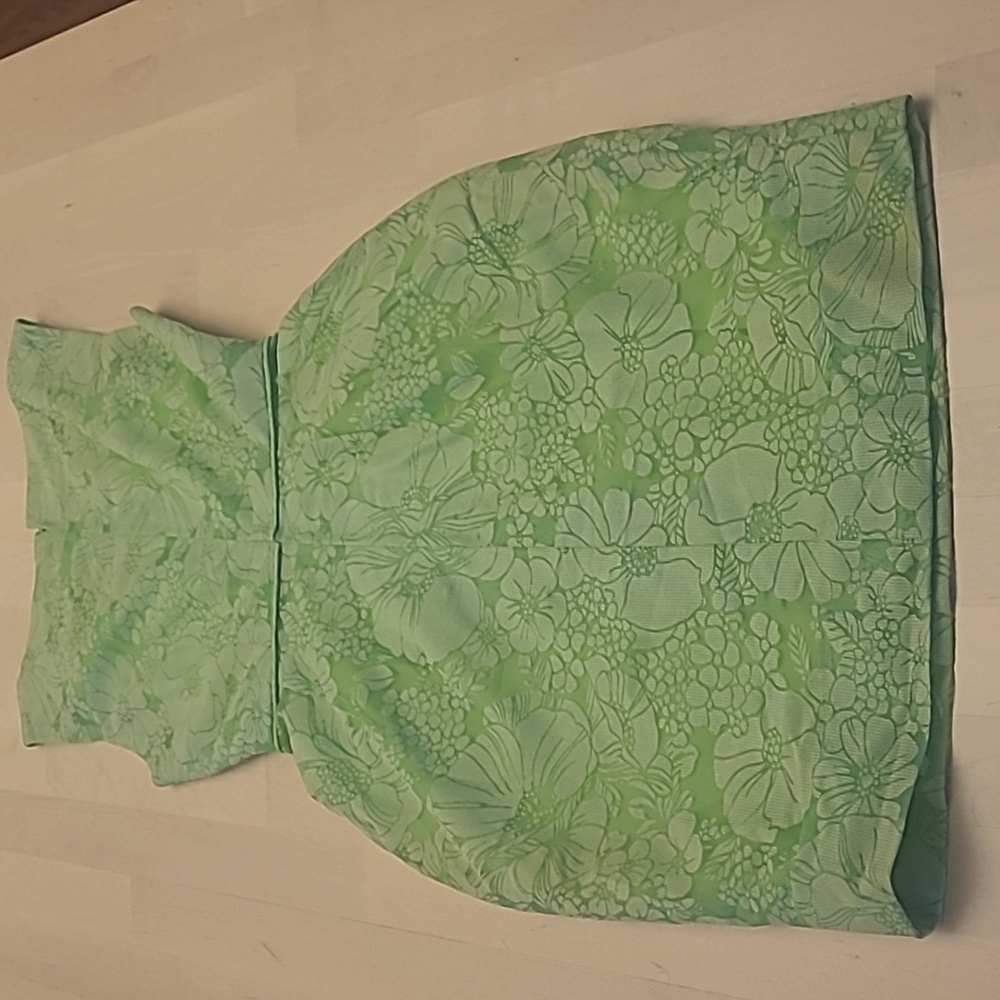 LIKE NEW VTG 1960s Handmade Mod Bright Green Go-go Floral Print Mini Dress - Picture 9 of 17